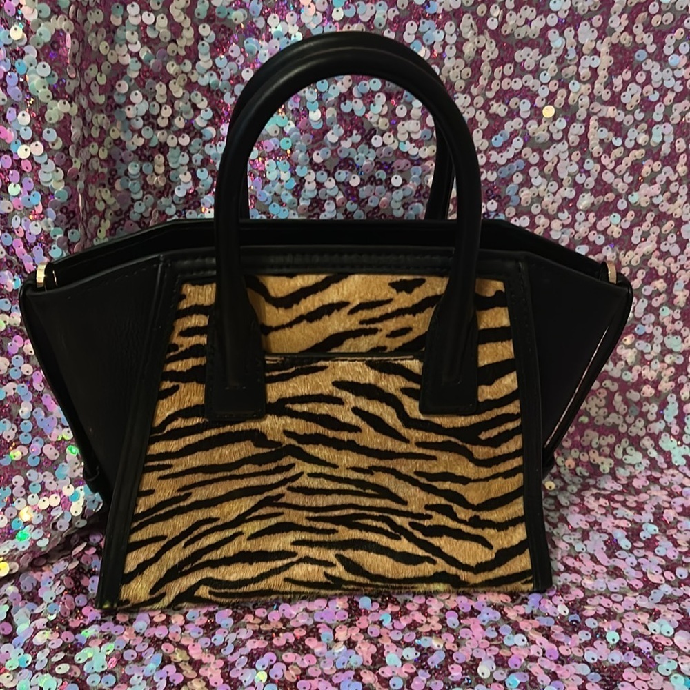 Michael Kors Black and Tan Zebra Print Satchel - Picture 3 of 8